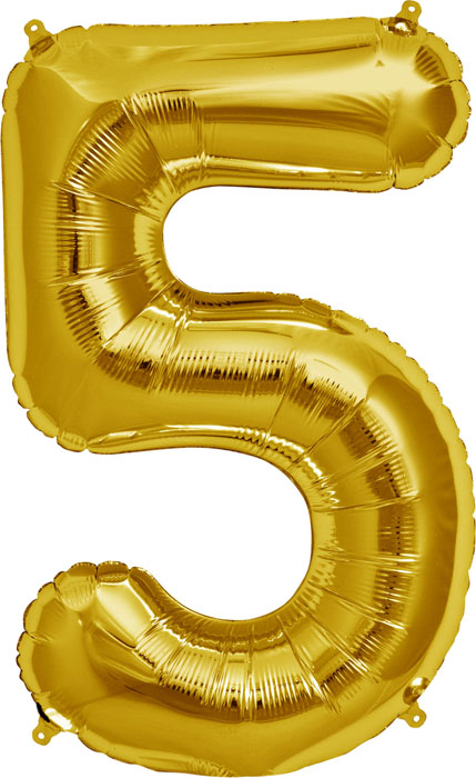 Globo metálico número 5 dorado
