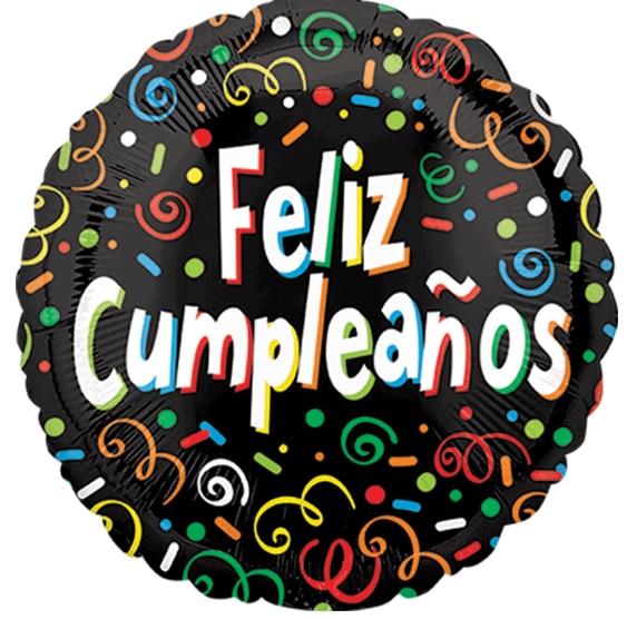 Globo de Feliz Cumpleaños con confeti